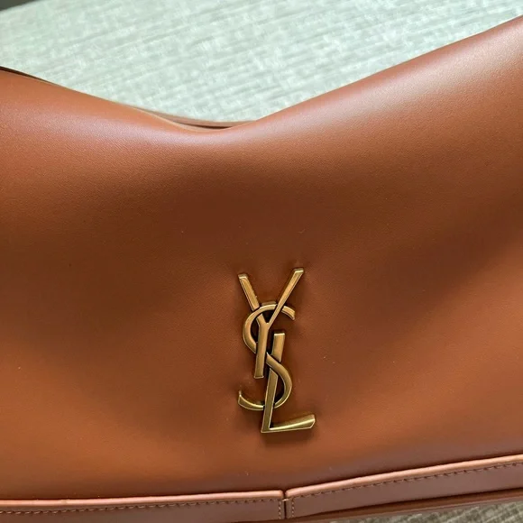 YSL camera supple bag top handle leather brown Saint Laurent like new 28cm - Picture 10 of 13